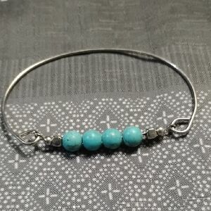 Turquoise Beaded Silver Bracelet
